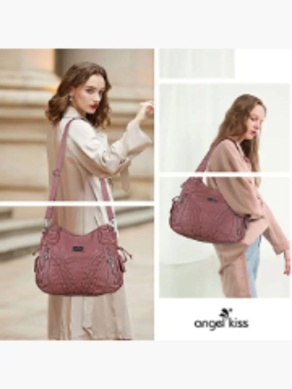 Washed Synthetic Leather Tote Shoulder Bag Satchel Purses
